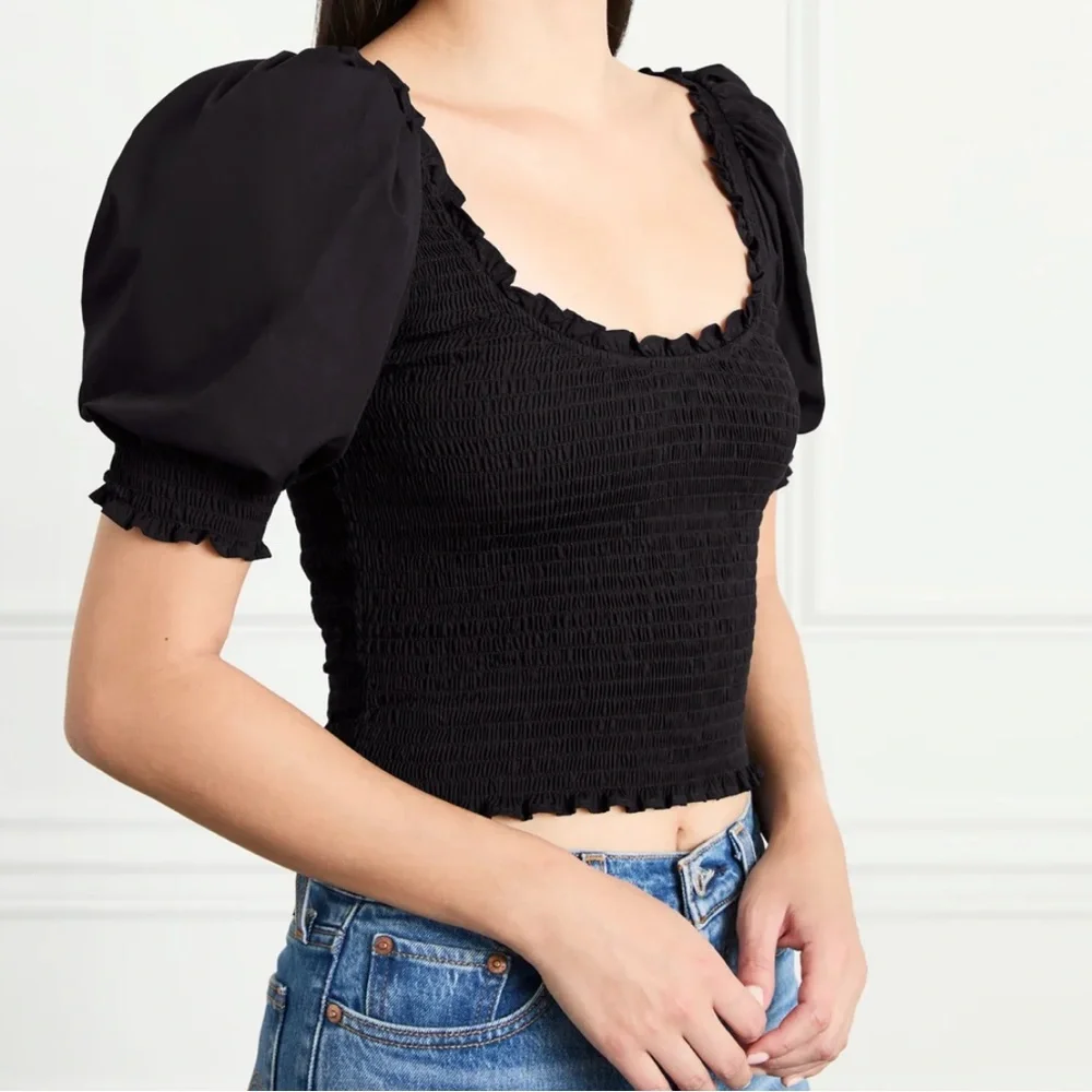 Hill House The Aiko Nap Top Black Smocked XXL New with Tags - Picture 3 of 14